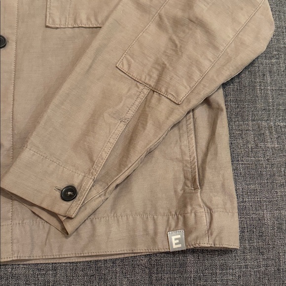 Everlane Everyone Spring Shirt Jacket Unisex Organic Cotton Linen Taupe / Khaki - Picture 3 of 7
